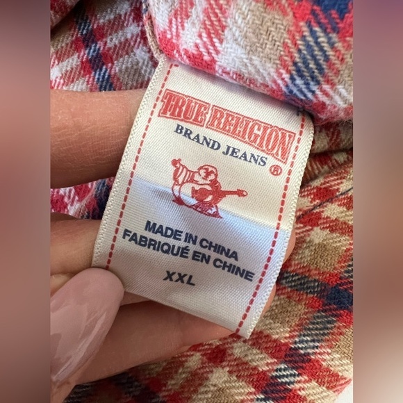 True Religion | Cayman Military Flannel Mens Size XXL | Orange/Red - Picture 5 of 10